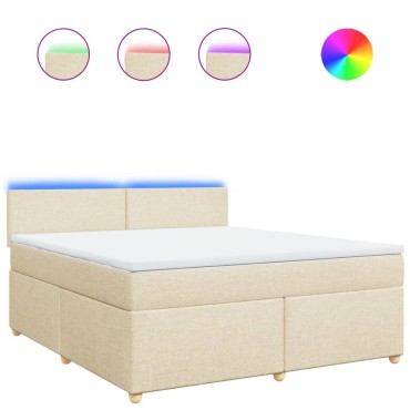 vidaXL Κρεβάτι Boxspring με Στρώμα Κρεμ 180x200 εκ. Υφασμάτινο