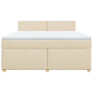 vidaXL Κρεβάτι Boxspring με Στρώμα Κρεμ 180x200 εκ. Υφασμάτινο