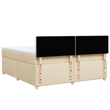 vidaXL Κρεβάτι Boxspring με Στρώμα Κρεμ 180x200 εκ. Υφασμάτινο
