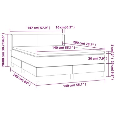 vidaXL Κρεβάτι Boxspring με Στρώμα Σκούρο Πράσινο 140x200εκ. Βελούδινο