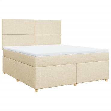 vidaXL Κρεβάτι Boxspring με Στρώμα Κρεμ 180x200 εκ. Υφασμάτινο