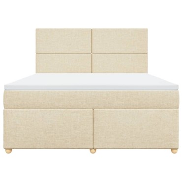 vidaXL Κρεβάτι Boxspring με Στρώμα Κρεμ 180x200 εκ. Υφασμάτινο