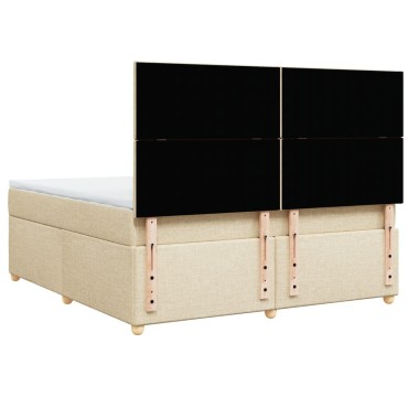 vidaXL Κρεβάτι Boxspring με Στρώμα Κρεμ 180x200 εκ. Υφασμάτινο