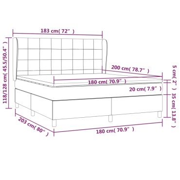 vidaXL Κρεβάτι Boxspring με Στρώμα Σκούρο Πράσινο 180x200εκ. Βελούδινο