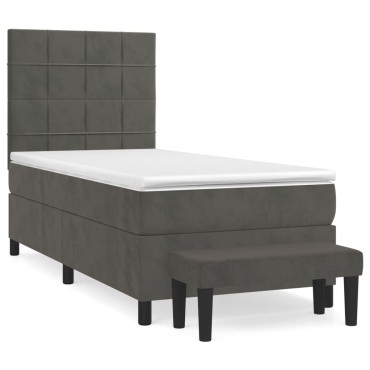 vidaXL Κρεβάτι Boxspring με Στρώμα Σκούρο Γκρι 80x200 εκ. Βελούδινο