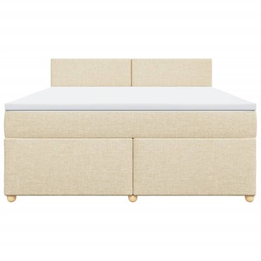 vidaXL Κρεβάτι Boxspring με Στρώμα Κρεμ 180x200 εκ. Υφασμάτινο