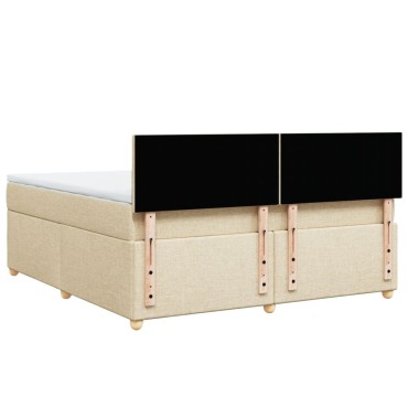 vidaXL Κρεβάτι Boxspring με Στρώμα Κρεμ 180x200 εκ. Υφασμάτινο