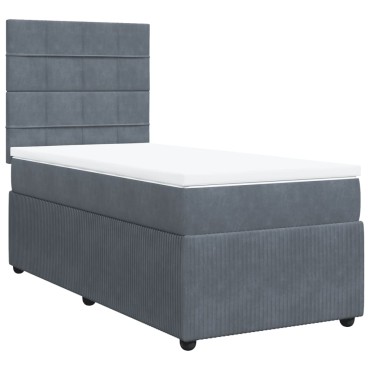 vidaXL Κρεβάτι Boxspring με Στρώμα Σκούρο Γκρι 80x200 εκ. Βελούδινο