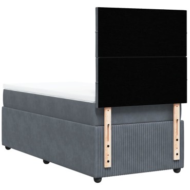 vidaXL Κρεβάτι Boxspring με Στρώμα Σκούρο Γκρι 80x200 εκ. Βελούδινο