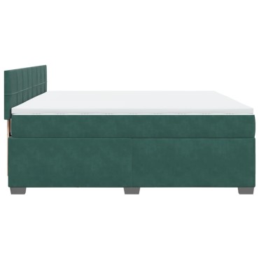 vidaXL Κρεβάτι Boxspring με Στρώμα Σκούρο Πράσινο 180x200εκ. Βελούδινο