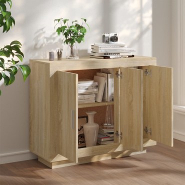 vidaXL Συρταριέρα Sonoma Δρυς 92x35x75cm Επεξεργασμένο Ξύλο 1 τεμ.