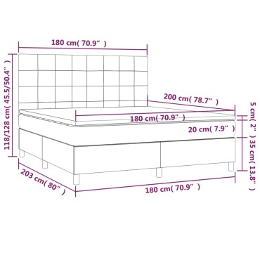 vidaXL Κρεβάτι Boxspring με Στρώμα Σκούρο Πράσινο 180x200εκ. Βελούδινο