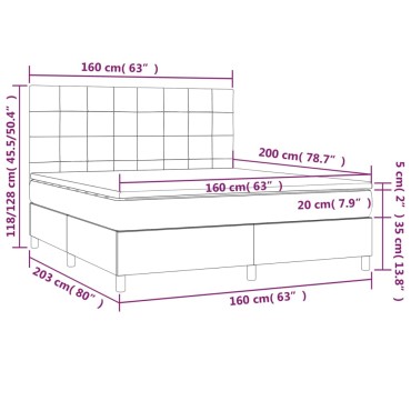 vidaXL Κρεβάτι Boxspring με Στρώμα Σκούρο Μπλε 160x200 εκ. Βελούδινο