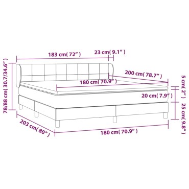 vidaXL Κρεβάτι Boxspring με Στρώμα Σκούρο Μπλε 180x200 εκ. Βελούδινο