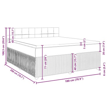 vidaXL Κρεβάτι Boxspring με Στρώμα Σκούρο Πράσινο 180x200εκ. Βελούδινο