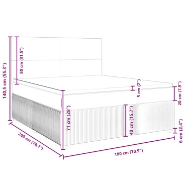 vidaXL Κρεβάτι Boxspring με Στρώμα Κρεμ 180x200 εκ. Υφασμάτινο