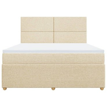 vidaXL Κρεβάτι Boxspring με Στρώμα Κρεμ 180x200 εκ. Υφασμάτινο