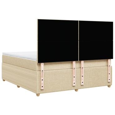 vidaXL Κρεβάτι Boxspring με Στρώμα Κρεμ 180x200 εκ. Υφασμάτινο