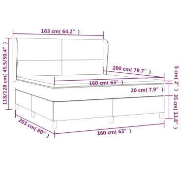 vidaXL Κρεβάτι Boxspring με Στρώμα Σκούρο Μπλε 160x200 εκ. Βελούδινο