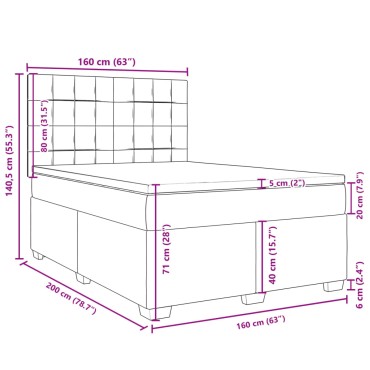 vidaXL Κρεβάτι Boxspring με Στρώμα Μπλε 160x200 εκ. Βελούδινο