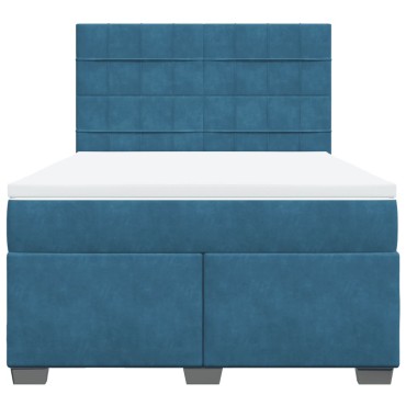 vidaXL Κρεβάτι Boxspring με Στρώμα Μπλε 160x200 εκ. Βελούδινο