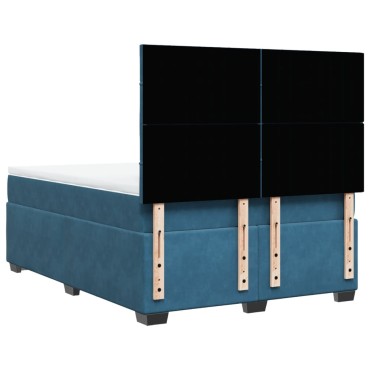 vidaXL Κρεβάτι Boxspring με Στρώμα Μπλε 160x200 εκ. Βελούδινο