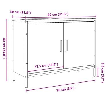 vidaXL Ντουλάπι Νιπτήρα Αρτισιανή Δρυς 80x30x60cm Επεξ. Ξύλο 1 τεμ.