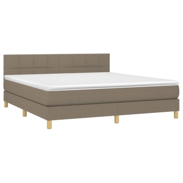vidaXL Κρεβάτι Boxspring με Στρώμα Taupe 160x200 εκ. Υφασμάτινο