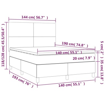 vidaXL Κρεβάτι Boxspring με Στρώμα Σκούρο Πράσινο 140x190cm Βελούδινο 1 τεμ. - Μονό