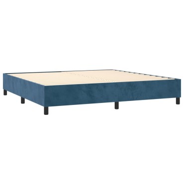 vidaXL Κρεβάτι Boxspring με Στρώμα Σκούρο Μπλε 180x200 εκ. Βελούδινο
