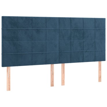 vidaXL Κρεβάτι Boxspring με Στρώμα Σκούρο Μπλε 180x200 εκ. Βελούδινο