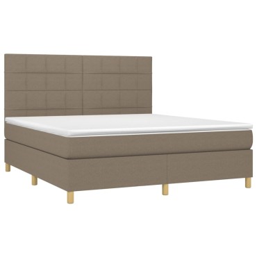 vidaXL Κρεβάτι Boxspring με Στρώμα & LED Taupe 160x200 εκ. Υφασμάτινο