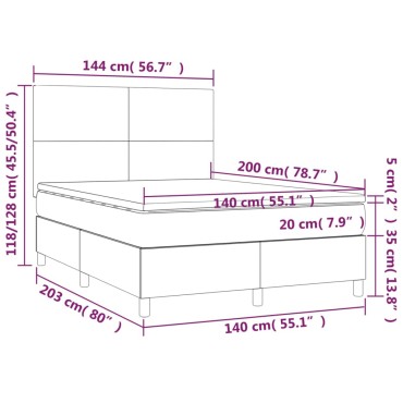 vidaXL Κρεβάτι Boxspring με Στρώμα Σκούρο Πράσινο 140x200cm Βελούδινο 1 τεμ. - Διπλό