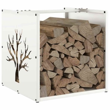 vidaXL Ράφι Καυσόξυλων Λευκό 40x40x40 εκ. Χάλυβας ψυχρής έλασης
