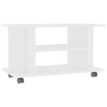 vidaXL Έπιπλο Τηλεόρασης με Ρόδες Λευκό 80x40x45cm Επεξ. Ξύλο