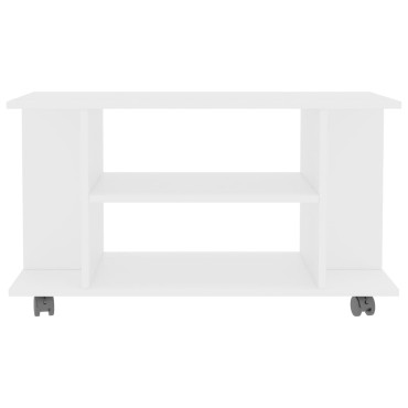 vidaXL Έπιπλο Τηλεόρασης με Ρόδες Λευκό 80x40x45cm Επεξ. Ξύλο