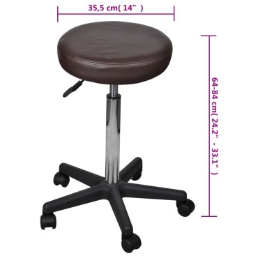 vidaXL Σκαμπό Γραφείου 2 τεμ. Καφέ 35,5x84cm από Συνθετικό Δέρμα