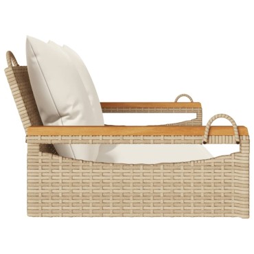 vidaXL Παγκάκι Κουνιστό Μπεζ 109x62x40cm Συνθετικό Ρατάν με Μαξιλάρια 1 τεμ.