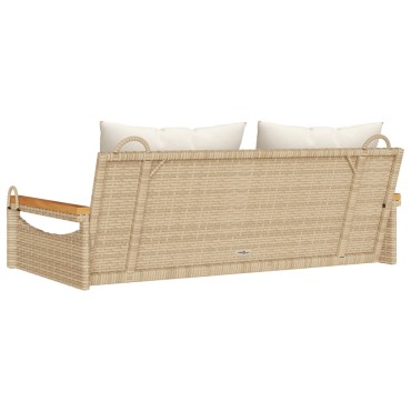 vidaXL Παγκάκι Κουνιστό Μπεζ 109x62x40cm Συνθετικό Ρατάν με Μαξιλάρια 1 τεμ.