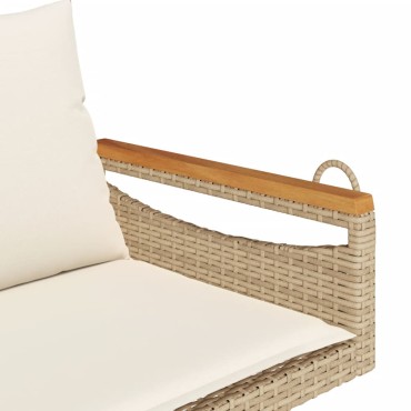 vidaXL Παγκάκι Κουνιστό Μπεζ 109x62x40cm Συνθετικό Ρατάν με Μαξιλάρια 1 τεμ.