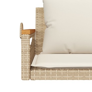 vidaXL Παγκάκι Κουνιστό Μπεζ 109x62x40cm Συνθετικό Ρατάν με Μαξιλάρια 1 τεμ.