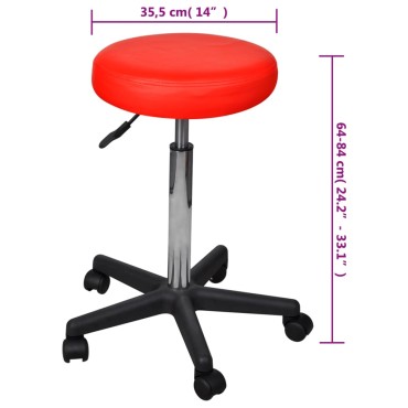 vidaXL Σκαμπό Γραφείου 2 τεμ. Κόκκινα 35,5x84cm από Συνθετικό Δέρμα