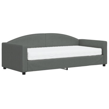 vidaXL Καναπές Κρεβάτι με Στρώμα Σκούρο Γκρι 90 x 190 εκ. Υφασμάτινο