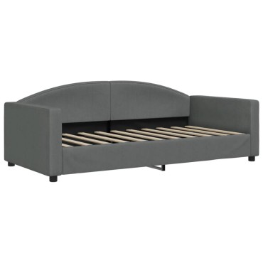 vidaXL Καναπές Κρεβάτι με Στρώμα Σκούρο Γκρι 90 x 190 εκ. Υφασμάτινο
