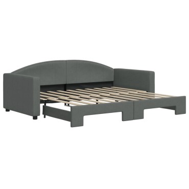 vidaXL Καναπές Κρεβάτι Συρόμενος Σκούρο Γκρι 90 x 190 εκ. Ύφασμα