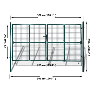 Πορτα Περίφραξης Κήπου με Πλέγμα 289 x 200 εκ. / 306 x 250 εκ.
