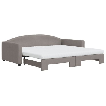 vidaXL Καναπές Κρεβάτι Συρόμενος Taupe 100x200εκ. Υφασμάτινος Στρώματα
