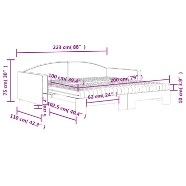 vidaXL Καναπές Κρεβάτι Συρόμενος Taupe 100x200εκ. Υφασμάτινος Στρώματα
