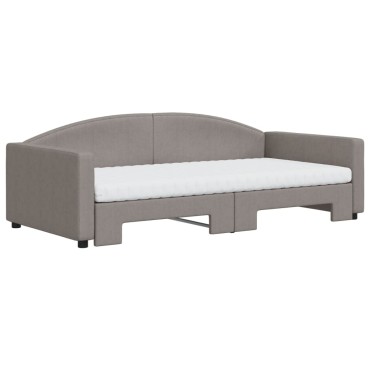 vidaXL Καναπές Κρεβάτι Συρόμενος Taupe 100x200εκ. Υφασμάτινος Στρώματα