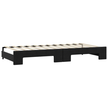 vidaXL Καναπές Κρεβάτι Συρόμενος Μαύρος 100x200cm Υφασμάτινος Συρτάρια 1 τεμ. - Μονό